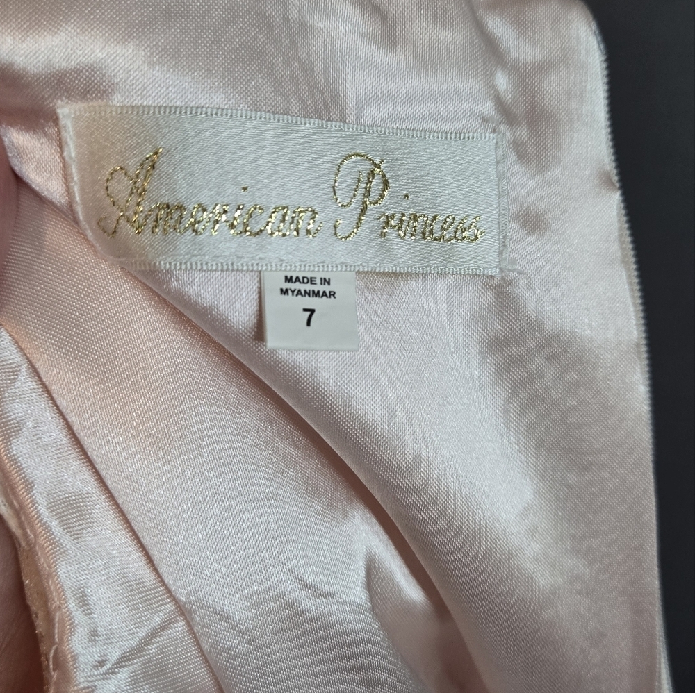 Girls American Princess pink lacey dress with tule underlay size 7 - Picture 7 of 9